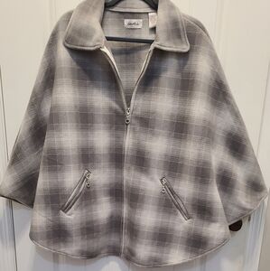 Gray Plaid Cape Jacket